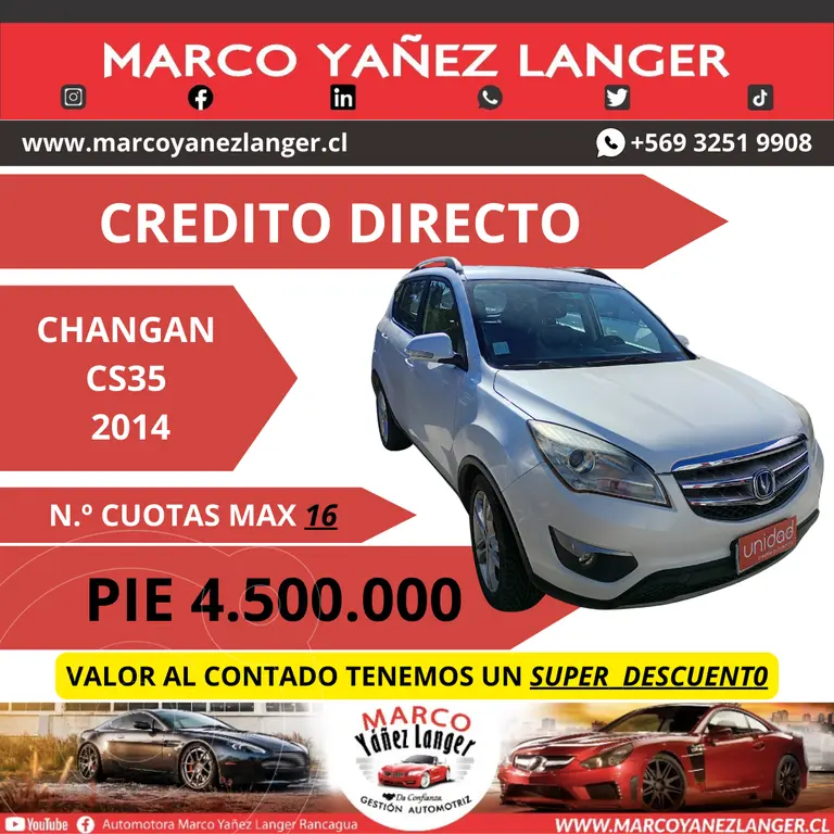 foto Changan CS35 1.6L Luxury usado (2014) color Blanco precio $6.390.000