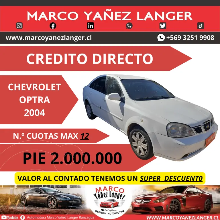 foto Chevrolet Optra 1.6 LT usado (2004) color Blanco precio $3.290.000