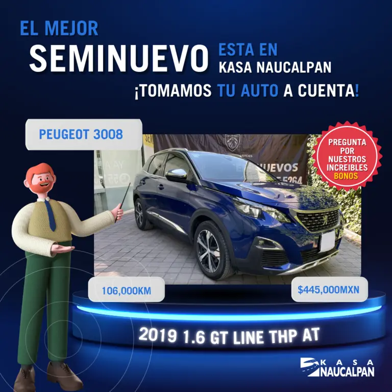 foto Peugeot 3008 GT Line 2.0 HDi usado (2019) color Azul precio $445,000