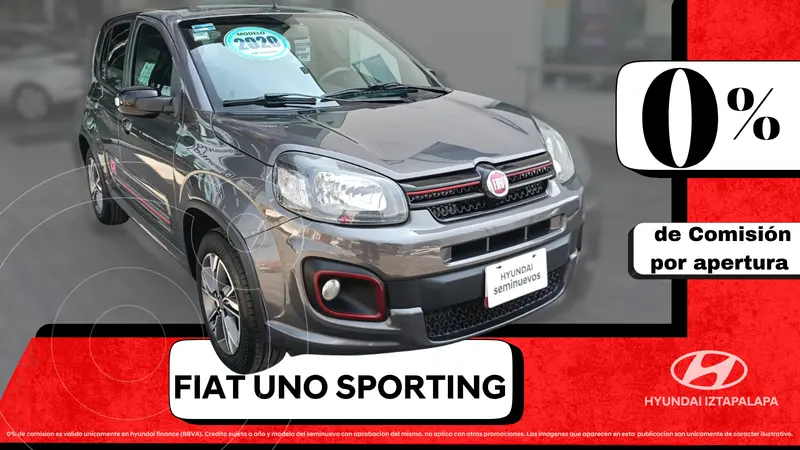 Foto Fiat Uno Sporting usado (2020) color Gris financiado en mensualidades(enganche $75,240 mensualidades desde $3,166)