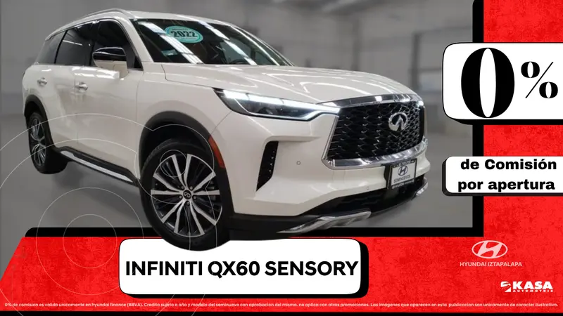 Foto Infiniti QX60 Sensory usado (2022) color Blanco financiado en mensualidades(enganche $322,654 mensualidades desde $13,576)
