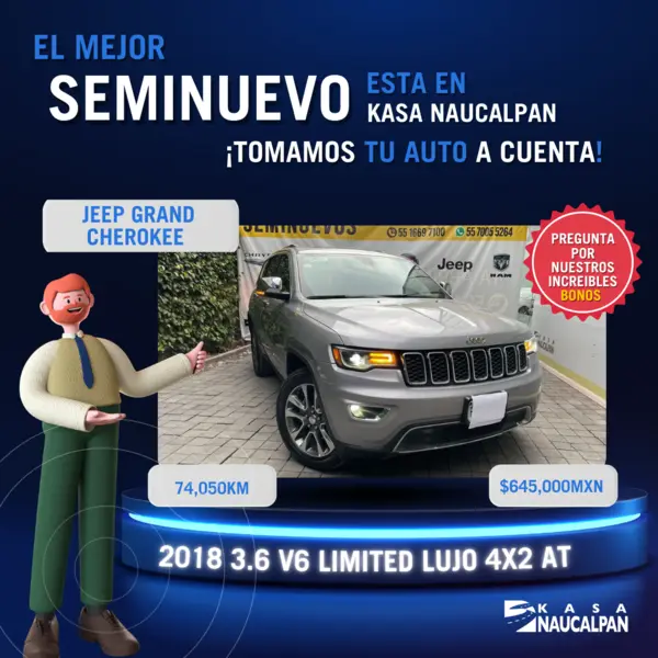 Foto Jeep Grand Cherokee Limited Lujo V6 4x2 usado (2018) precio $645,000