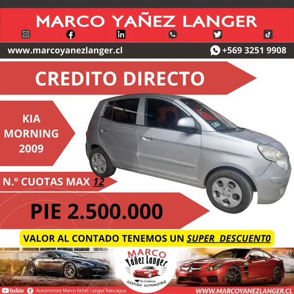 Foto Kia Morning 1.0L EX usado (2009) color Plata precio $3.390.000