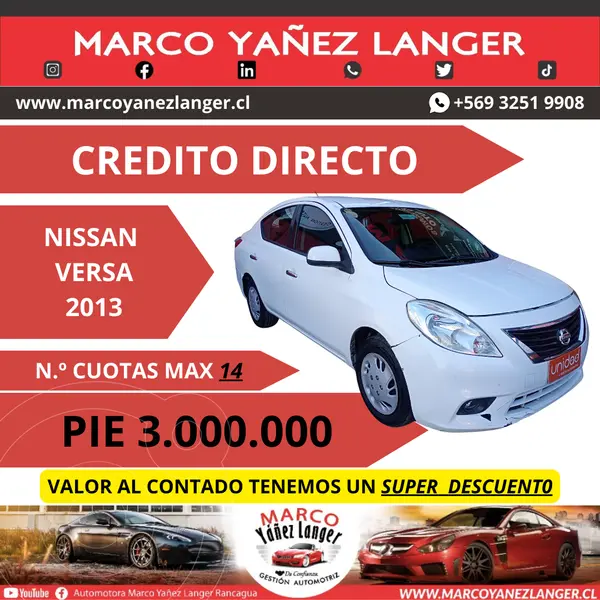 Foto Nissan Versa 1.6L Sense usado (2013) color Blanco precio $4.690.000
