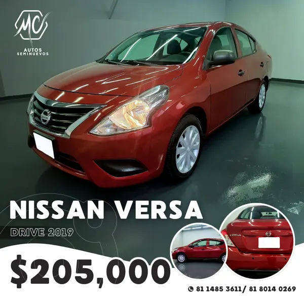 Foto Nissan Versa Drive A/A usado (2019) color Rojo precio $205,000