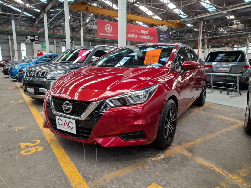 Foto Nissan Versa Sense Aut usado (2021) color Rojo Metalizado financiado en mensualidades(enganche $57,500 mensualidades desde $5,200)