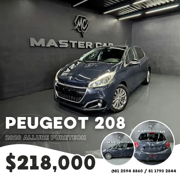 Foto Peugeot 208 1.6L Allure Pack Aut usado (2020) color azul petroleo precio $218,000