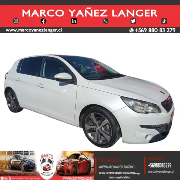 Foto Peugeot 308 1.2L Allure Pack Puretech Aut usado (2016) color Blanco precio $9.890.000