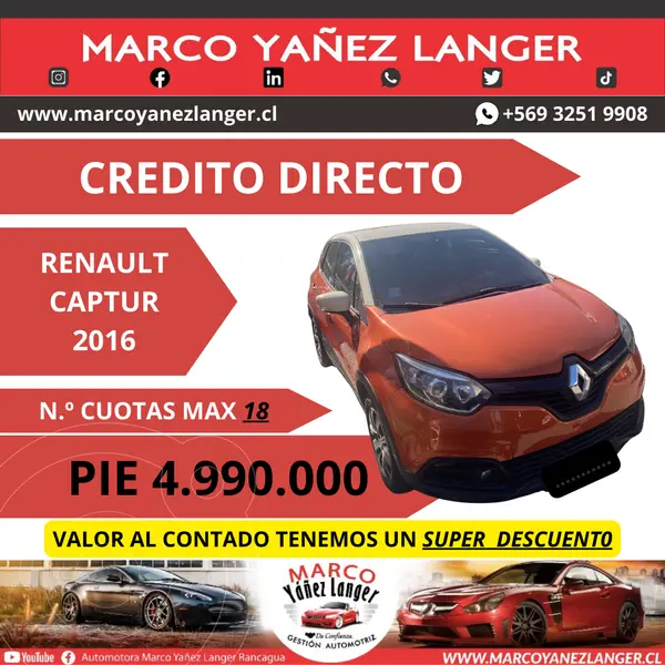 Foto Renault Captur 1.2L Dynamique Turbo Aut usado (2016) color Naranja precio $7.990.000