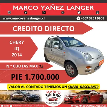 Chery IQ 1.0 GL usado (2014) color Gris Plata  precio $2.800.000