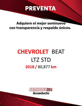 Chevrolet Beat Notchback LTZ usado (2018) color Azul precio $209,900