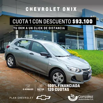 Chevrolet Onix 1.2 LS nuevo color A eleccion financiado en cuotas(anticipo $2.500.000 cuotas desde $93.100)