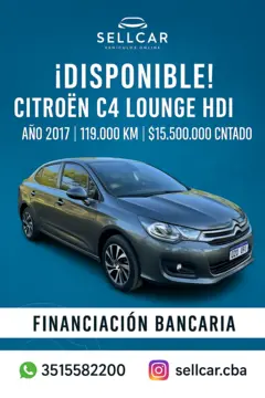 Citroen C4 Lounge 1.6 HDi Feel Pack usado (2017) color Gris precio $15.500.000