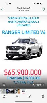 OfertaFord Ranger Limited+ Lion 3.0L DSL 4x4 Aut nuevo color Gris Oscuro precio $65.900.000