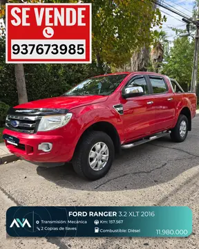 Ford Ranger 3.2L XLT 4x2 usado (2016) color Rojo Bari precio $11.980.000
