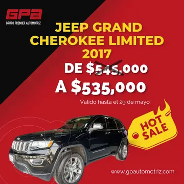 Jeep Grand Cherokee Limited Lujo 3.6L 4x2 usado (2017) color Negro precio $545,000