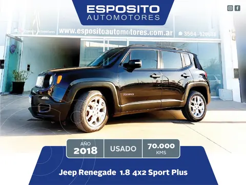 Jeep Renegade RENEGADE 1.8 4X2 SPORT PLUS usado (2018) color Negro precio $19.900.000