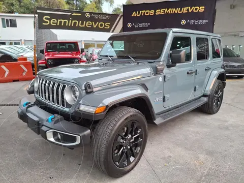 Jeep Wrangler 4xe Sahara usado (2024) color Gris financiado en mensualidades(enganche $232,000 mensualidades desde $26,941)