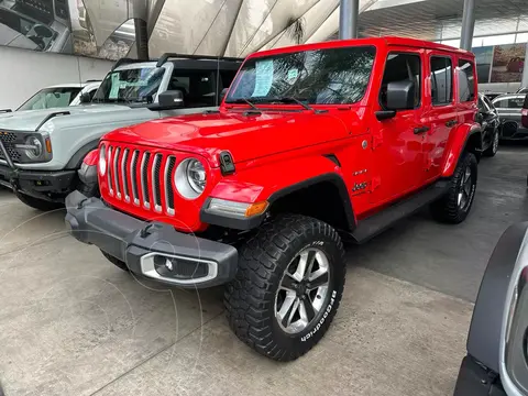 Jeep Wrangler Unlimited Unlimited Sahara 4x4 3.6L Aut usado (2018) color Rojo Flama financiado en mensualidades(enganche $189,500 mensualidades desde $16,030)