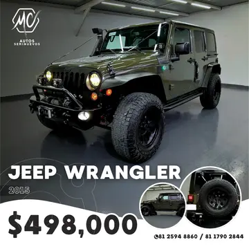 Jeep Wrangler Unlimited Unlimited Sahara 4x4 3.6L Aut usado (2015) color Verde Oscuro precio $498,000