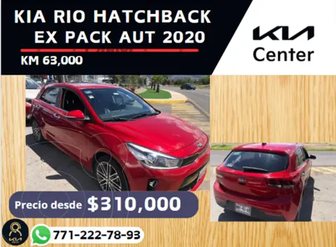 Kia Rio Hatchback EX Pack Aut usado (2020) color Rojo financiado en mensualidades(enganche $80,000 mensualidades desde $6,800)