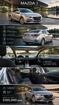 Mazda 3 Sedan i Touring Aut usado (2015) color Plata precio $165,000