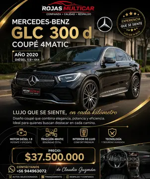 Mercedes Clase GLC 220d 4Matic usado (2020) color Negro financiado en cuotas(pie $7.380.000)