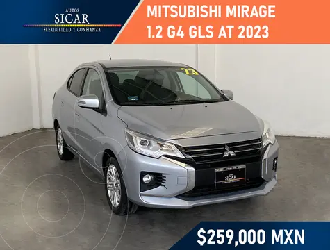 Mitsubishi Mirage G4 GLS usado (2023) color plateado financiado en mensualidades(enganche $69,606 mensualidades desde $5,367)