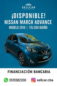 Nissan March Advance Media Tech usado (2019) color Azul precio $15.900.000