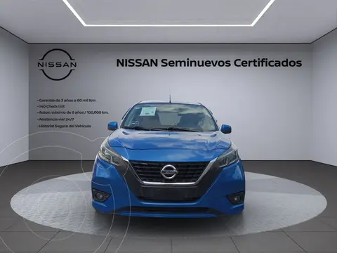 Nissan March Advance usado (2021) color Azul financiado en mensualidades(enganche $81,290 mensualidades desde $3,879)