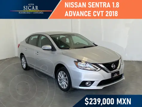 Nissan Sentra Advance usado (2018) color plateado financiado en mensualidades(enganche $64,231 mensualidades desde $4,952)