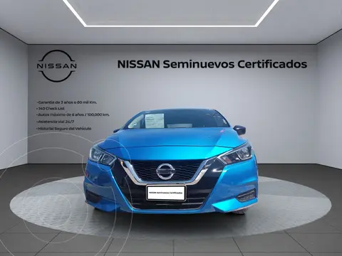 Nissan Versa Sense usado (2022) color Azul financiado en mensualidades(enganche $94,555 mensualidades desde $4,512)
