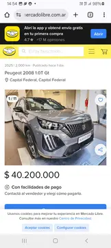 Peugeot 2008 GT T200 usado (2025) color A eleccion precio $40.500.000