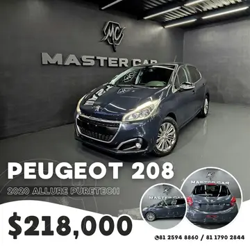 Peugeot 208 1.6L Allure Pack Aut usado (2020) color azul petroleo precio $218,000