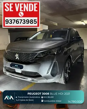 Peugeot 3008 1.5L Allure BlueHDi 130HP Aut8 usado (2021) color Gris precio $14.780.000