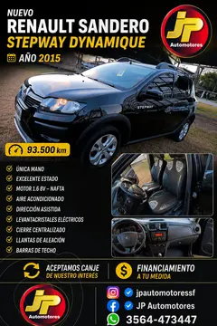 Renault Sandero Stepway 1.6 Dynamique usado (2015) color Negro Nacre precio $16.250.000