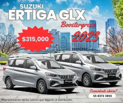 Suzuki Ertiga Boostergreen GLX Aut usado (2023) color Plata financiado en mensualidades(enganche $63,000)