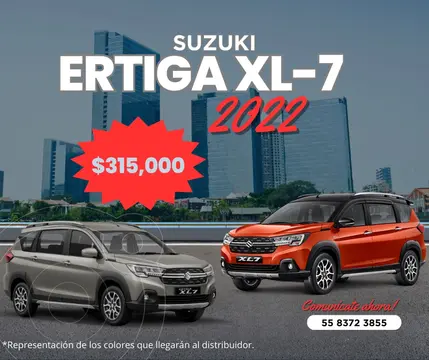 Suzuki Ertiga XL7 GLX Aut usado (2022) color Naranja financiado en mensualidades(enganche $78,750)