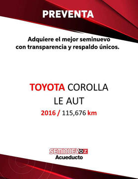 Toyota Corolla LE 1.8L Aut usado (2016) color Blanco precio $289,000