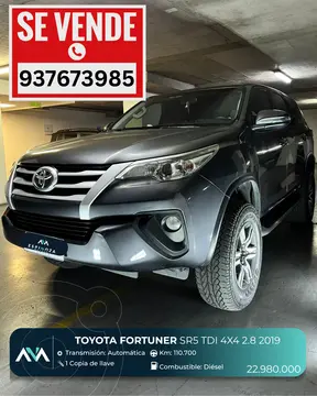Toyota Fortuner  2.8L TDI SR5 4x4 usado (2019) color Gris precio $22.980.000