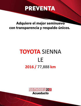 Toyota Sienna LE 3.5L usado (2016) color Blanco precio $419,000